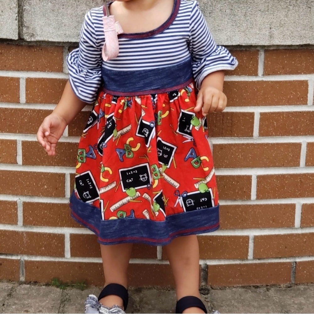 Bonnie Jean Striped and Chalkboard Print Dress for Kids